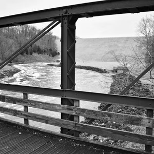 Rustic Ohio Wood Bridge Over the Creek Digital Stock Photo Print Wall Art
