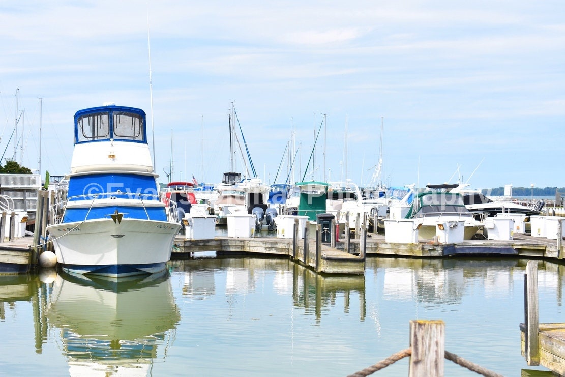 Lake Erie Marina Print Wall Art Poster Stock Image Digital Etsy