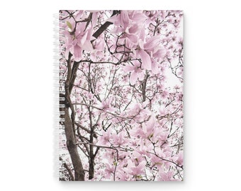 Pink Kentucky Magnolia Tree Spiral Notebook, 64 Sheets with Laminated Cover