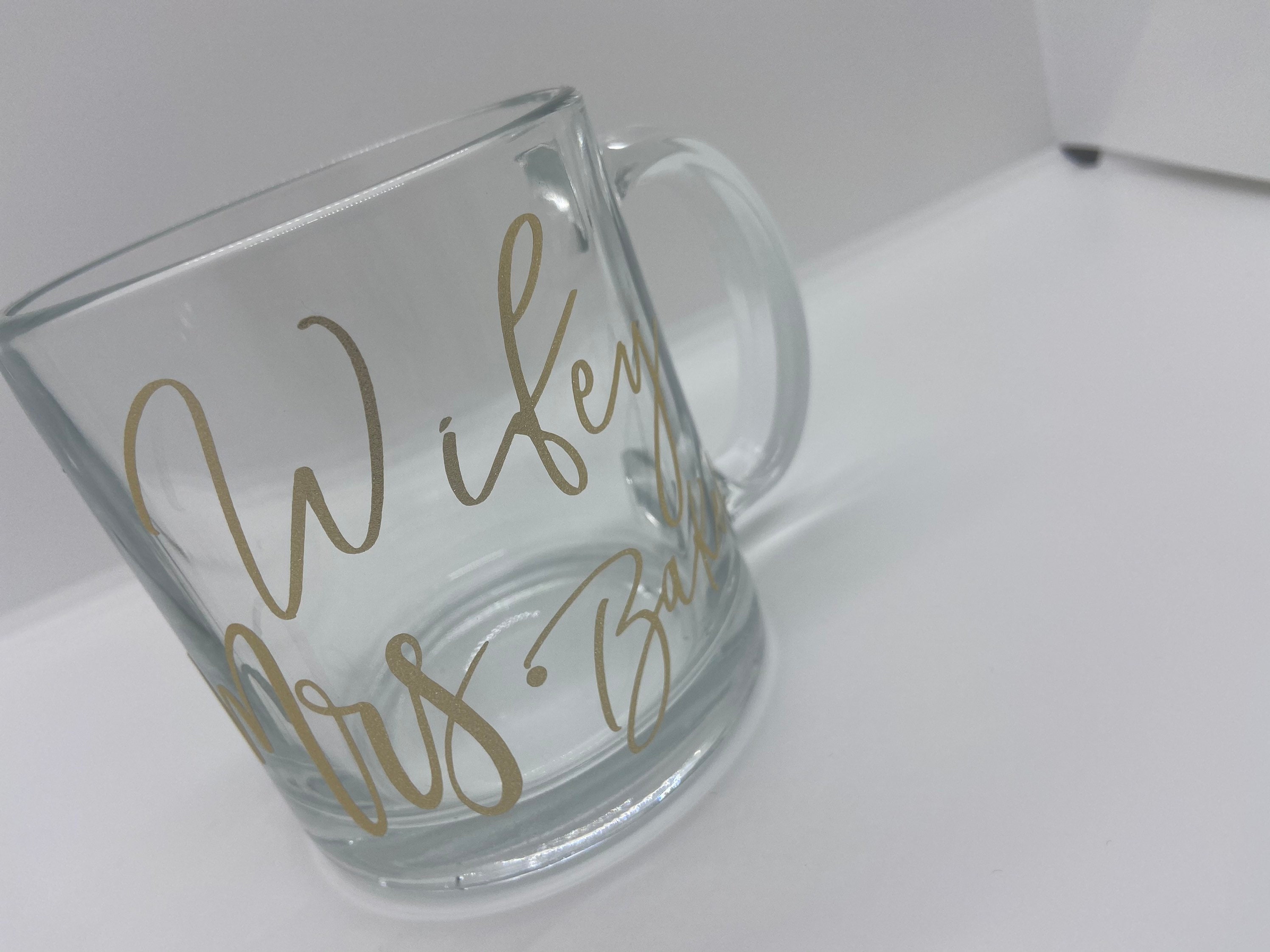 Clear Glass Mug With Handle Great for Birthdays Bachelorettebridal Bride  Tea Coffee 