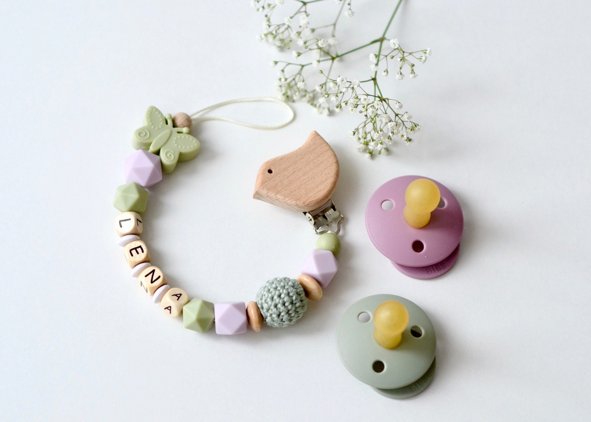 Pacifier chain made of silicone with name Etsy