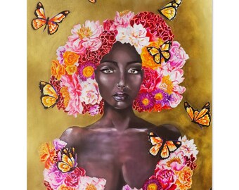 Retrato de mujer negra / Impresión de póster l / Impresión de mujer negra / Impresión de reina negra / Arte de retrato negro / Arte de propiedad negra