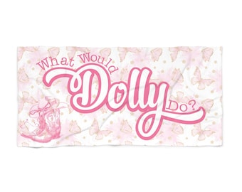 Telo mare What Would Dolly Do - Telo mare rosa con farfalle e stivali da cowboy, regalo per appassionati di musica country, addio al nubilato in stile sudista,