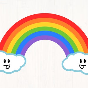 Cute rainbow clipart svg, png, eps, and dxf printable clip art for cricut and silhouette, digital, download, cut files