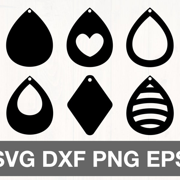 Leather earring SVG bundle for cricut and silhouette. Make your own tear drop earrings with these cut files with and without punch holes