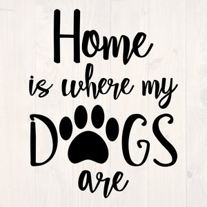 Home is where my dogs are SVG is a funny shirt and printable wall art design for dog lovers