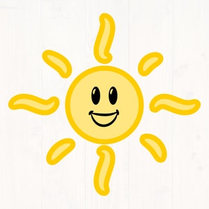 Joli soleil clipart svg, png, eps et dxf, soleil mignon clip art pour cricut et silhouette, numérique, télécharger, imprimer