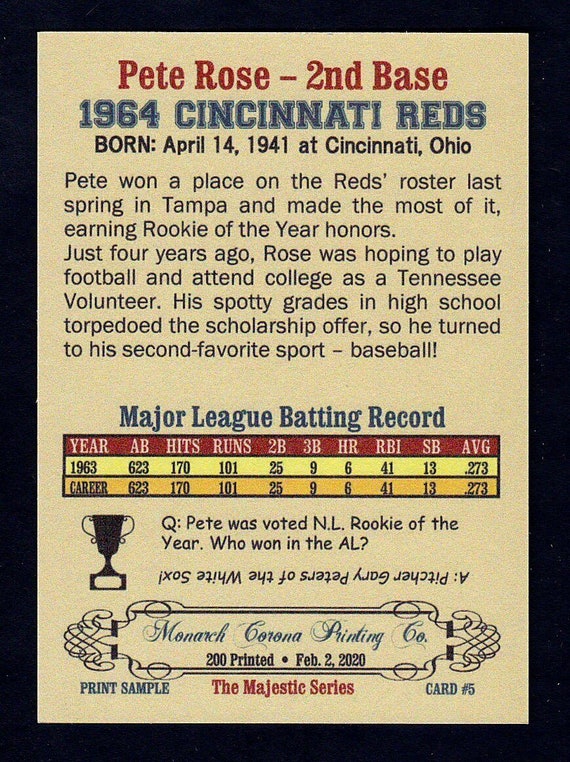 PETE ROSE  Cincinnati Reds 1963 Home Majestic Throwback Baseball Jersey