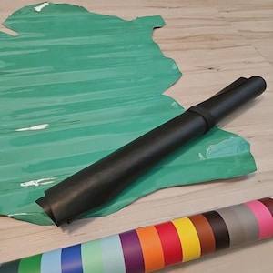 2oz Turquoise Teal sheepskin lambskin leather full hide, Crafting Leather, Handmade, Patent Leather, liner panel, sheet, square, 4-6 sqf