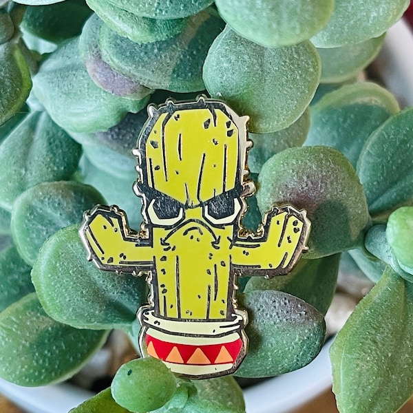 Cranky Cactus Enamel Pin | Fantasy Pin | Angry Plant in Pot | Unique Gift Idea