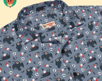 Murder of Crows Gray | Unisex Button Up Shirt | Spooky Outfit | Unique Gift Idea