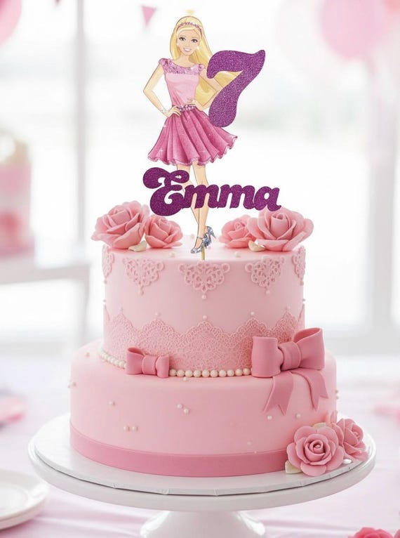 Essbarer Barbie Logo Kuchen-Topper – Vorgeschnitten In 3 Bis 8 Cm Breite Für Jeden Kuchen