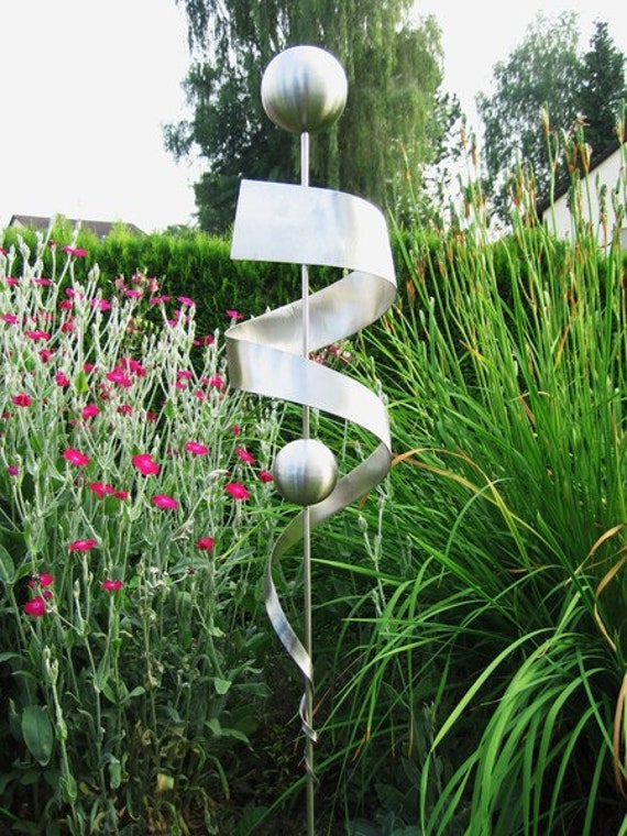 Gartenstecker Sonnenfänger Aus Edelstahl & Fluoreszierendem Acrylglas – Ca. 1,30 M Hoch, Leuchtet Bei Tageslicht, Für Garten & Terrasse