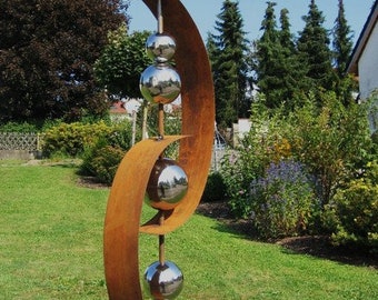 Stele garden decoration stainless steel ball rust sculpture 16