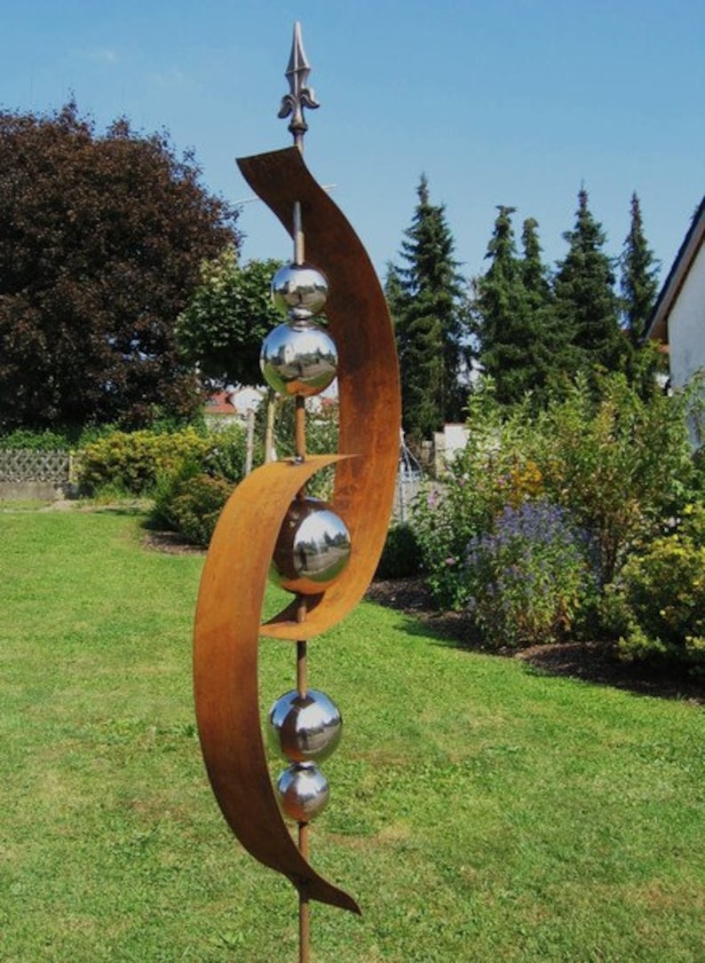 Stele Gartendeko Edelstahlkugel Rost Skulptur 16 Etsy.de