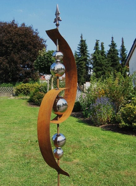 Stele Gartendeko Edelstahlkugel Rost Skulptur 16