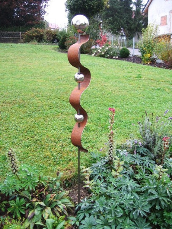 Stele Gartendeko Edelstahlkugel Rost Skulptur 21 Etsy