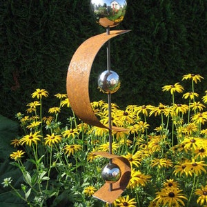 Gartendeko-Stecker Edelrost Mit 4 Edelstahlkugeln – 200 Cm Höhe, Wetterfest