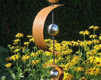 Stele, stainless steel ball, garden decoration, rust - 36