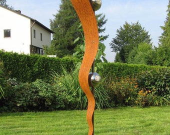 Stele Gartendeko Edelstahlkugel Rost Skulptur 5