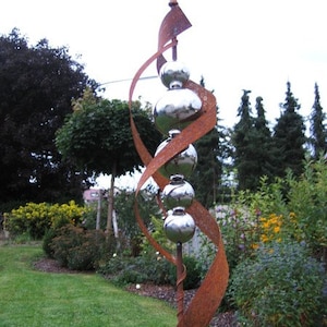 Stele garden decoration stainless steel ball rust sculpture 4