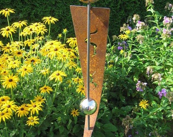 Stele, stainless steel ball, garden decoration, rust - 35