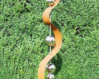 Stele garden decoration with stainless steel ball rust blue 8