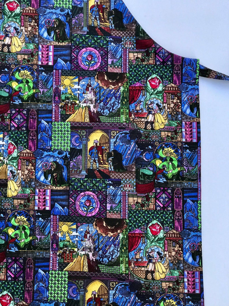 Be Our Guest Child Apron with pockets-Disney-Belle-Beauty-Beast-Gaston-Rose-overall-pinny-cover-shield-smock-pinafore-protection barrier