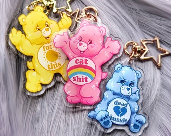 Don't Care Bears Acrylic Keychain Charms