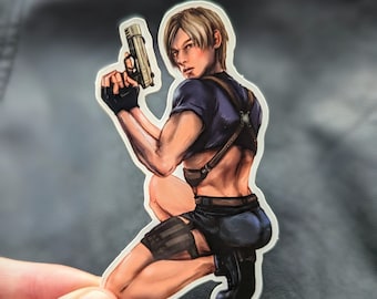 Leon Kennedy Inspired Sexy butt pin up Vinyl Sticker