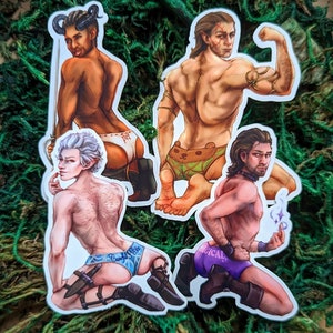 Baldur&#39;s Gate Astarion, Gale, Wyll, Halsin companion Sexy butt pin up Vinyl Stickers