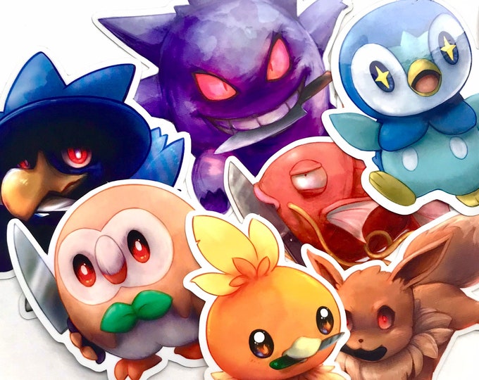 Pokémon With Knives Vinyl Sticker Set, Evil Knife Pokémon Etsy