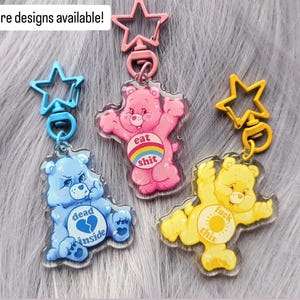 Porte-clés acrylique époxy scintillant ours énervés à breloques