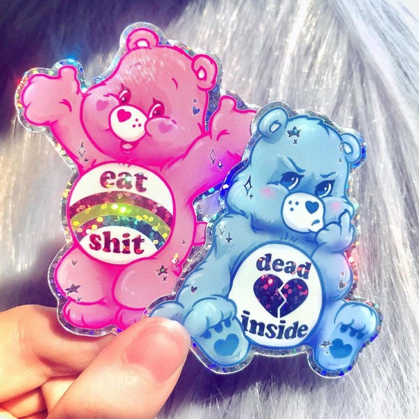 Pegatinas de vinilo con efecto purpurina arcoíris de Pised-off Bears