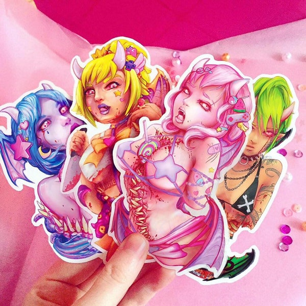 All Gurogirl jumbo vinyl Stickers, Sticker set, Collection set of 4 or 5