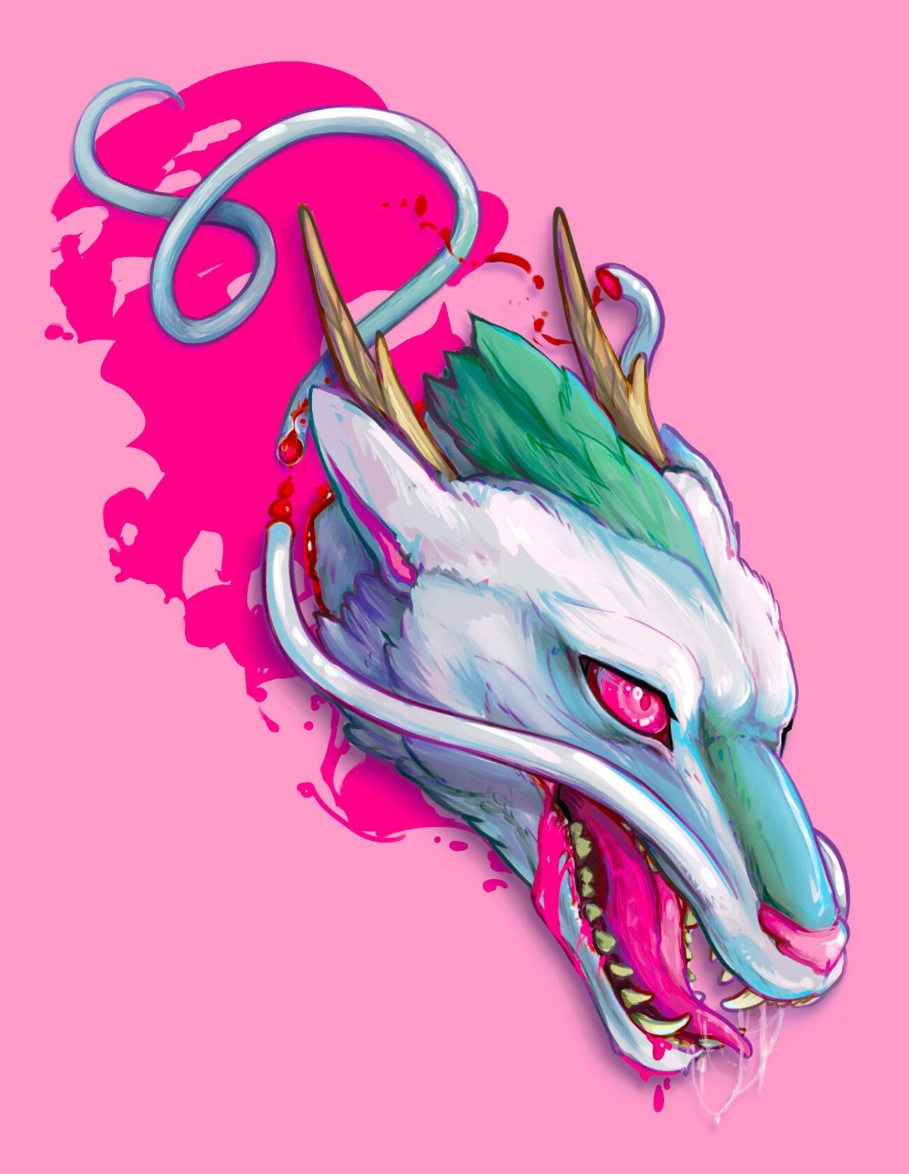Headless Haku Dragon Mini Print - Etsy