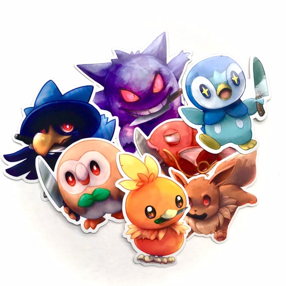 Pokémon With Knives Vinyl Sticker Set Evil Knife Pokémon Etsy