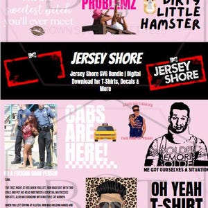 Pacchetto SVG Jersey Shore / Varianti di font bianche e nere / Download digitale per magliette, decalcomanie e altro