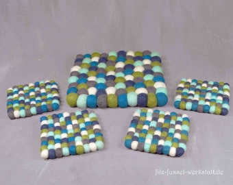 Coaster Set felt balls felt coaster