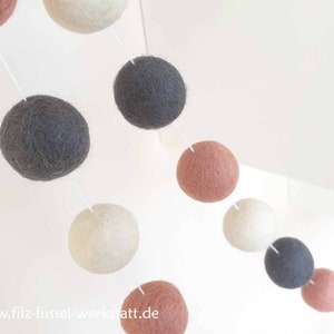 Garland, felt, great choice of colors, felt ball, children's room, baby room, wall decoration, playroom, pom pom garland, yellow, gray, spring image 2