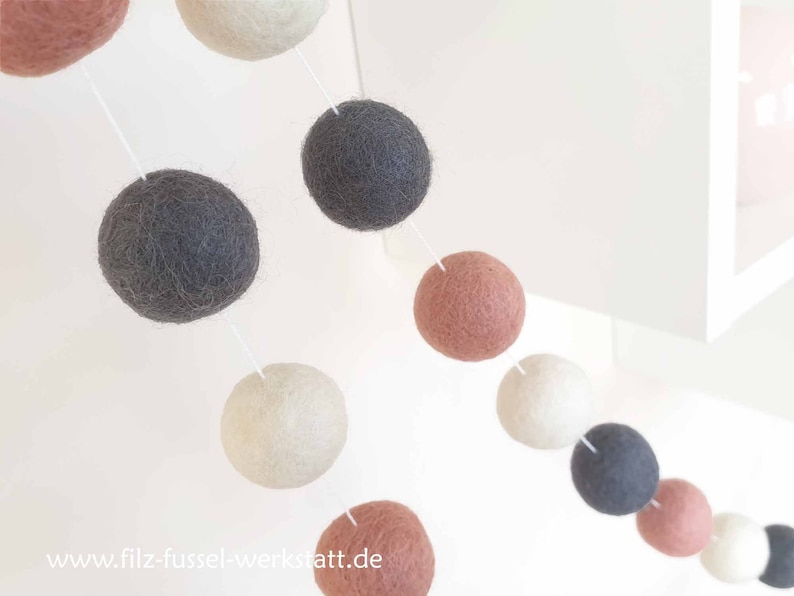 Garland, felt, great choice of colors, felt ball, children's room, baby room, wall decoration, playroom, pom pom garland, yellow, gray, spring image 2