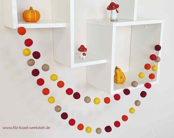 Felt garland, many colors, children's room, felt balls, baby room, wall decoration, spring, playroom, yellow, gray, birthday decoration