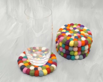 Boule de feutre, dessous de verre, dessous de verre, décoration de table, feutre, superbes couleurs, Ø10cm, table de Pâques