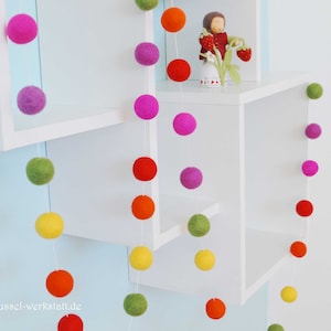 Garland, felt, great colors, children's room, decoration, felt balls, baby room, wall decoration, playroom, pom-pom garland, colorful