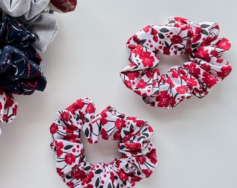 Red Flower Scrunchie - Handmade