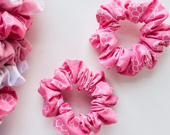 Happy Pink Flower Scrunchie - Handmade