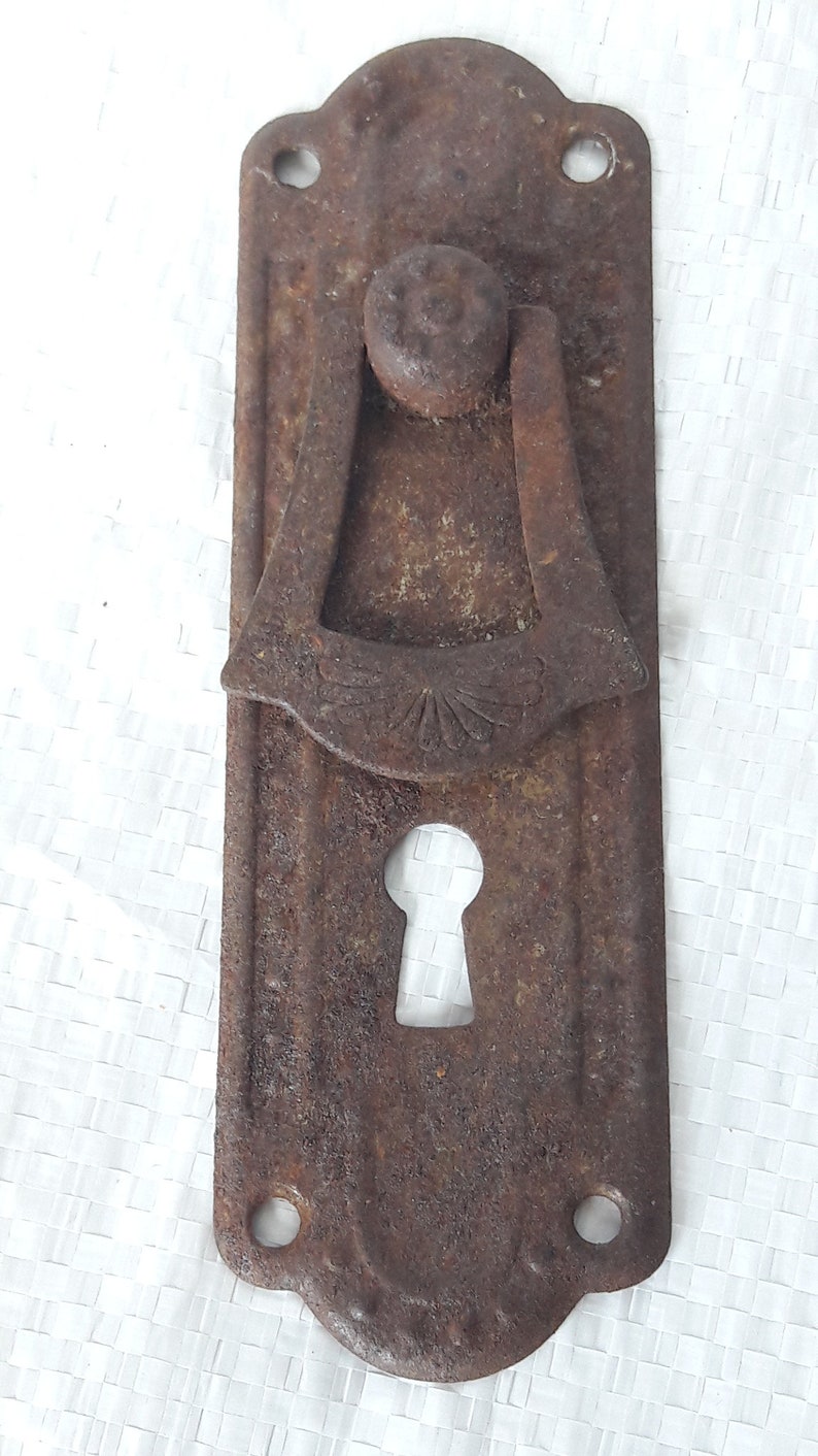 Vintage small cabinet knob old metal pulls rustic knob with keyhole old pulls made in ussr soviet rusty drawer pull