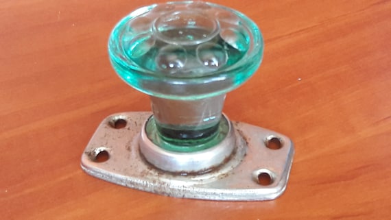 Vintage Clear Glass Green Door Knob Soviet Plastic Metal Etsy
