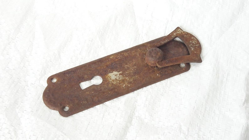 Vintage small cabinet knob old metal pulls rustic knob with keyhole old pulls made in ussr soviet rusty drawer pull