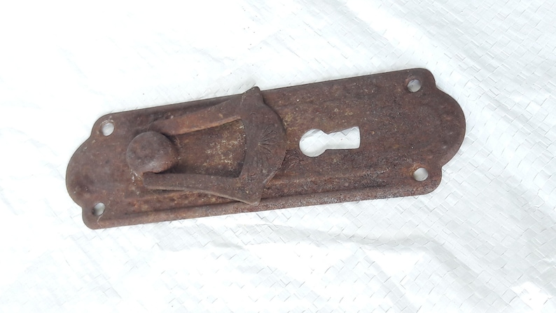 Vintage small cabinet knob old metal pulls rustic knob with keyhole old pulls made in ussr soviet rusty drawer pull